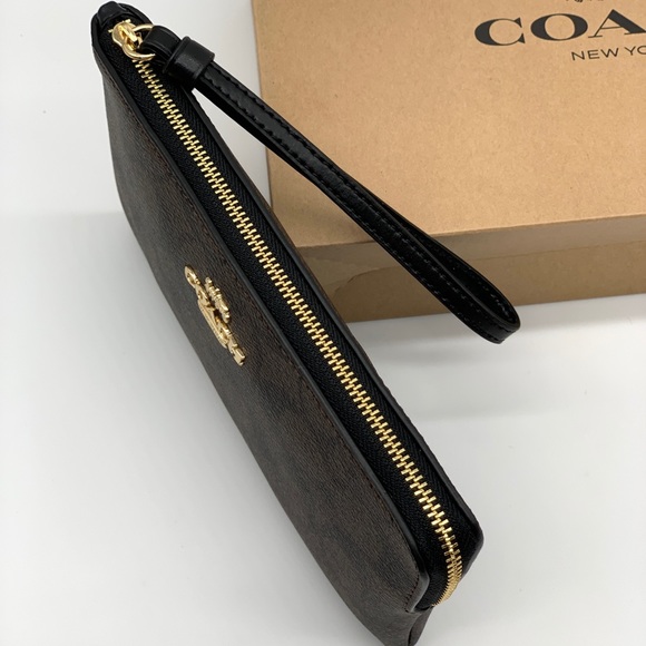 Coach Large Corner Zip Wristlet Signature Canvas - Picture 5 of 9